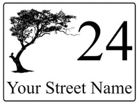 611 Custom Personalised Tree Number Address House Metal Aluminium Sign Plaque For Front Door Wall Gate