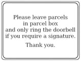 738 Please leave parcels in parcel box Ring Doorbell Metal Aluminium Plaque Sign House Office Letters