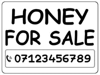 819 Personalised HONEY FOR SALE Metal Aluminium Plaque Sign Door Gate House Farm