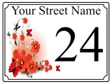 654 Personalised Poppy Number Address House Metal Aluminium Sign Plaque Door Wall Gate