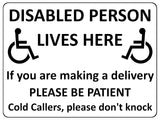 1244 DISABLED PERSON LIVES HERE Metal Aluminium Plaque Sign For Door Gate House