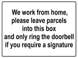 537 We work from home Metal Aluminium Plaque Sign Door Bell Letters Parcels House Office