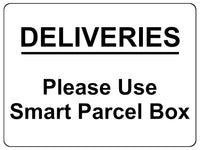 1238 DELIVERIES Please Use Smart Parcel Box Metal Aluminium Plaque Sign House Office