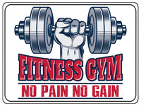 769 FITNESS GYM NO PAIN NO GAIN Metal Aluminium Plaque Sign For Door Wall Gate