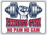 769 FITNESS GYM NO PAIN NO GAIN Metal Aluminium Plaque Sign For Door Wall Gate