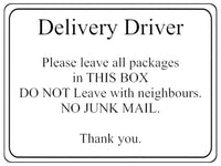 1043 Delivery Driver Packages Parcels Metal Aluminium Plaque Sign Door House Office