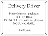 1043 Delivery Driver Packages Parcels Metal Aluminium Plaque Sign Door House Office