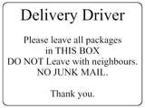 1042 Delivery Driver Packages Parcels Metal Aluminium Plaque Sign Door House Office