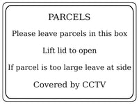 1271 PARCELS Covered by CCTV Metal Aluminium Plaque Sign Box Door House Office