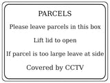 1271 PARCELS Covered by CCTV Metal Aluminium Plaque Sign Box Door House Office