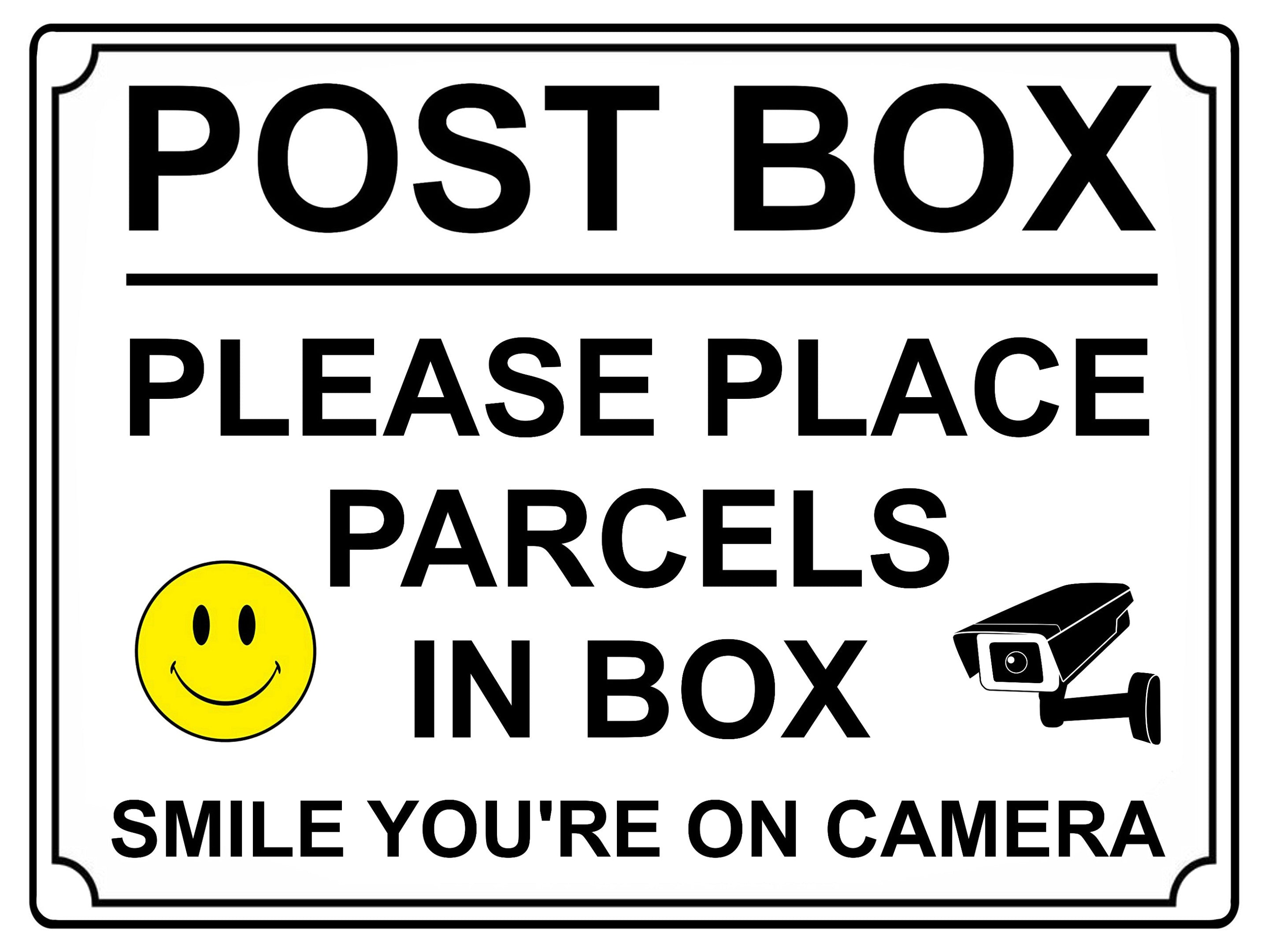 452 POST BOX SMILE YOU'RE ON CAMERA Metal Aluminium Plaque Sign House Office Gate Letters Parcels