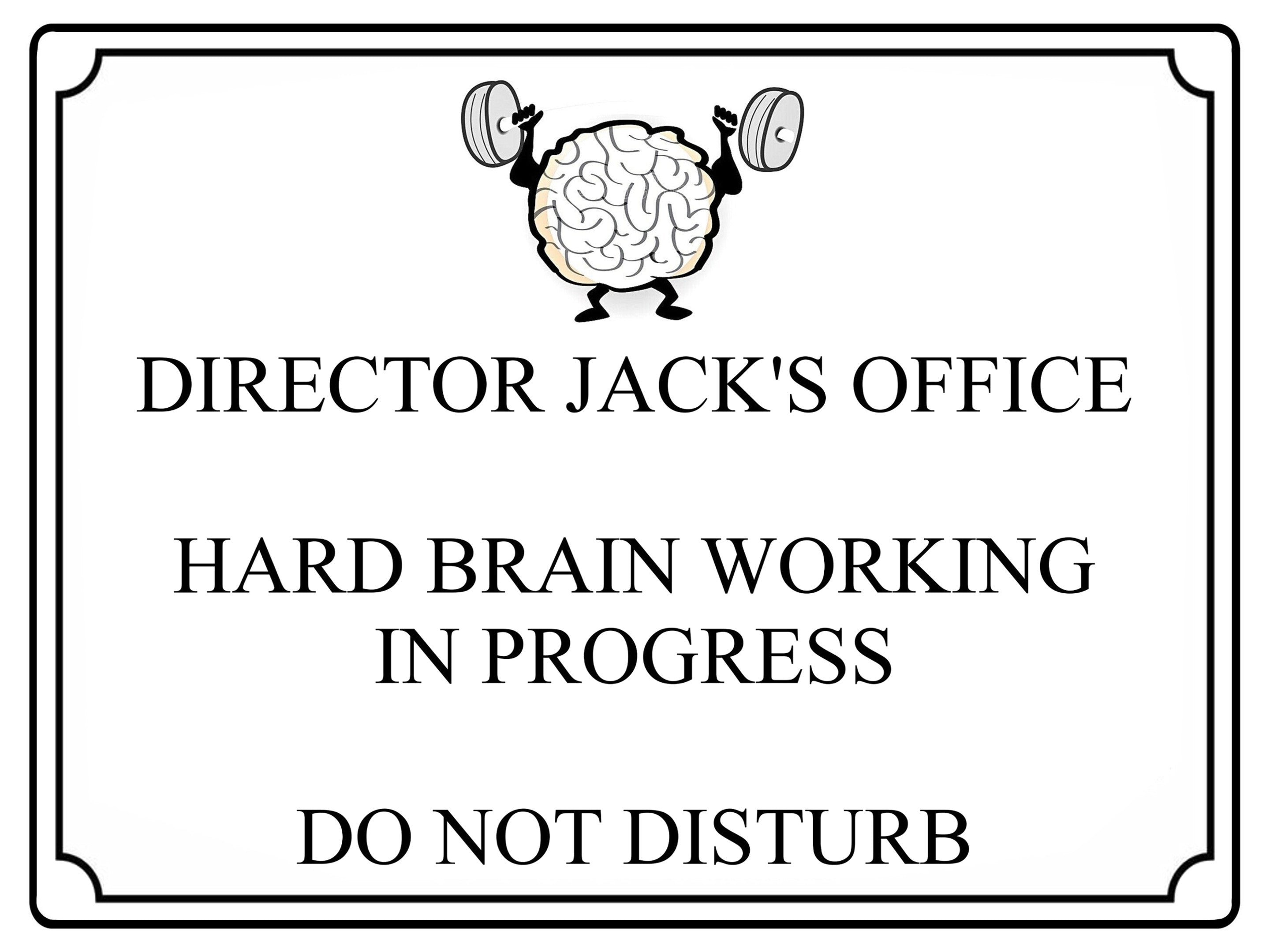 527 Personalised DIRECTOR HARD BRAIN Metal Aluminium Sign Plaque For Door Office