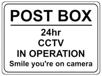 1188 POST BOX 24hr CCTV IN OPERATION Metal Aluminium Plaque Sign Door Gate House Office