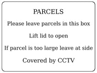 1270 PARCELS Covered by CCTV Metal Aluminium Plaque Sign Box Door House Office