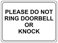 1255 PLEASE DO NOT RING DOORBELL OR KNOCK Metal Aluminium Plaque Sign Door Gate House Office