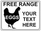 734 Personalised FREE RANGE EGGS Farm Metal Aluminium Plaque Sign Wall Gate Door