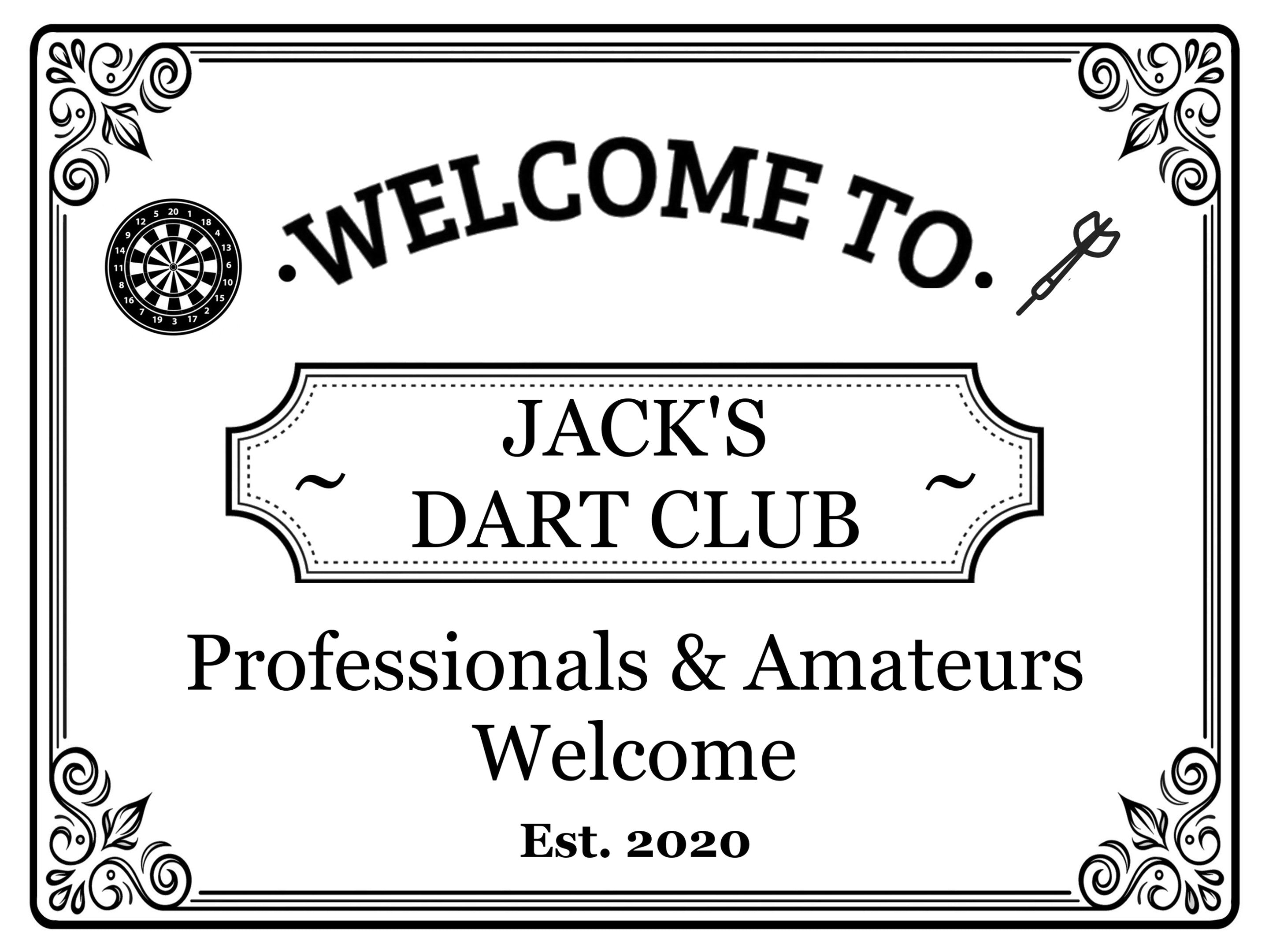 267 Personalised DART CLUB Name Man Cave Professionals & Amateurs Welcome Metal Aluminium Sign Door Plaque Pub