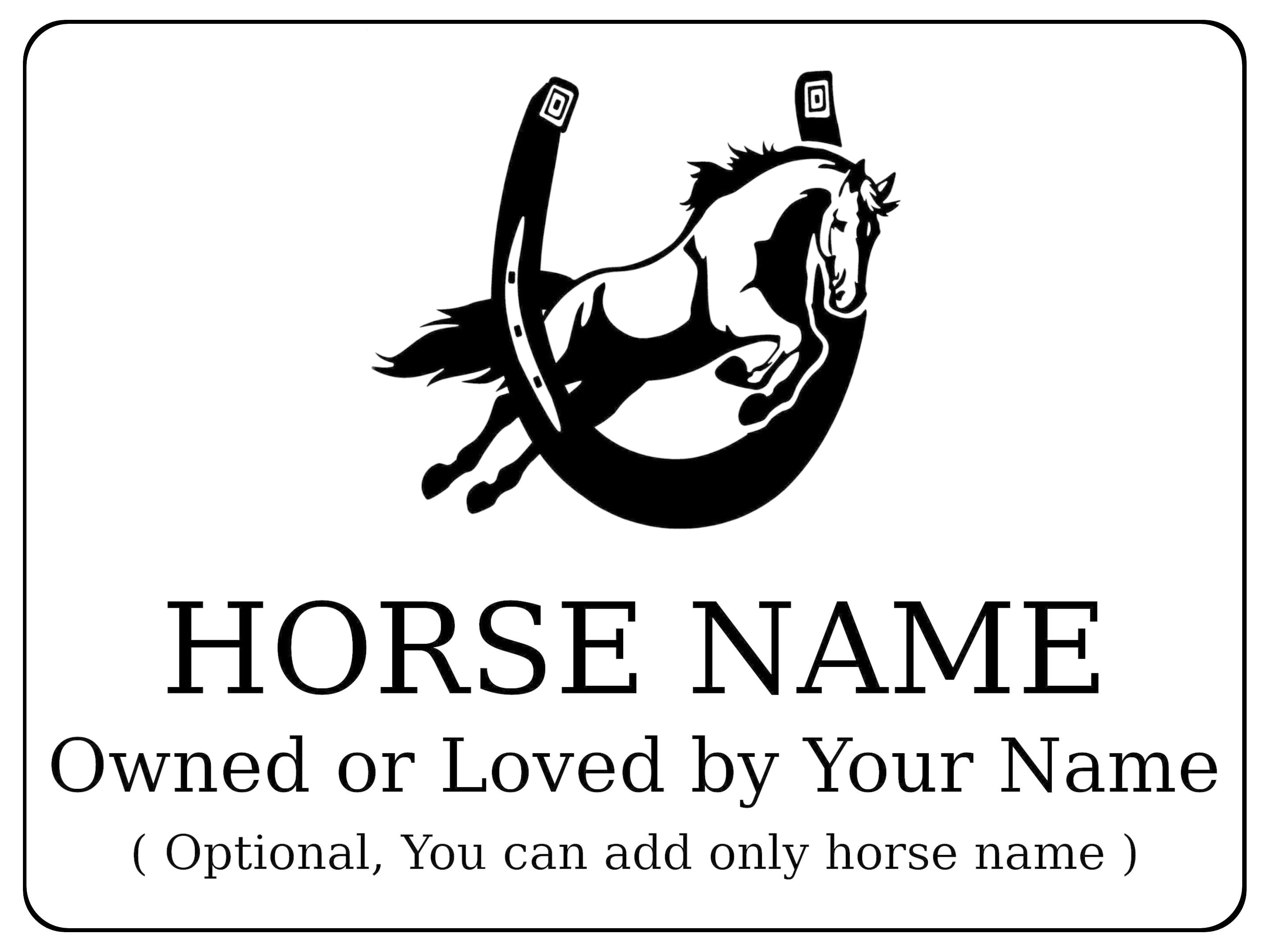 756 Custom Personalised Horseshoe Name Pony Metal Aluminium Sign Stable Door Plaque