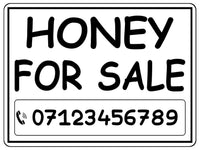 820 Personalised HONEY FOR SALE Metal Aluminium Plaque Sign Door Gate House Farm