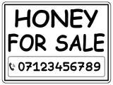 820 Personalised HONEY FOR SALE Metal Aluminium Plaque Sign Door Gate House Farm