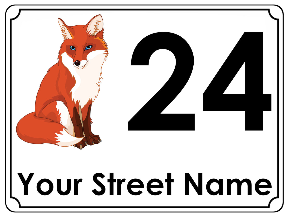 681 Custom Personalised Address Fox House Metal Aluminium Sign Plaque Door Wall Gate