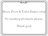 1059 Wees, Poos & Toilet Paper Only! No Sanitary Products Metal Aluminium Plaque Sign Door