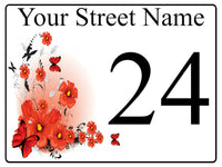 653 Personalised Poppy Number Address House Metal Aluminium Sign Plaque Door Wall Gate