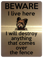 1891 I will destroy anything that comes over fence Metal Aluminium Plaque Sign