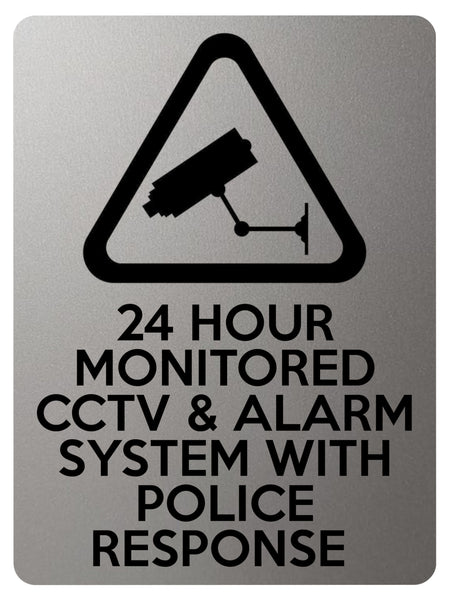 1897 24 HOUR MONITORED CCTV & ALARM SYSTEM Safety Metal Aluminium Plaque Sign