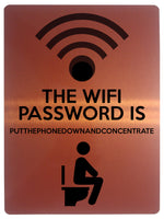 1855 THE WIFI PASSWORD IS  PUTTHEPHONE. Toilet Funny Metal Aluminium Plaque Sign