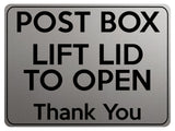 1777 POST BOX LIFT LID TO OPEN Thank You Door Metal Aluminium Plaque Sign