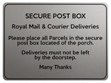 1750 SECURE POST BOX Royal Mail & Courier Door Gate Metal Aluminium Plaque Sign