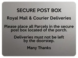 1749 SECURE POST BOX Royal Mail & Courier Door Gate Metal Aluminium Plaque Sign