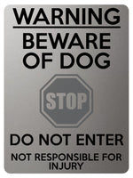 1738 WARNING BEWARE OF DOG DO NOT ENTER Door Gate Metal Aluminium Plaque Sign