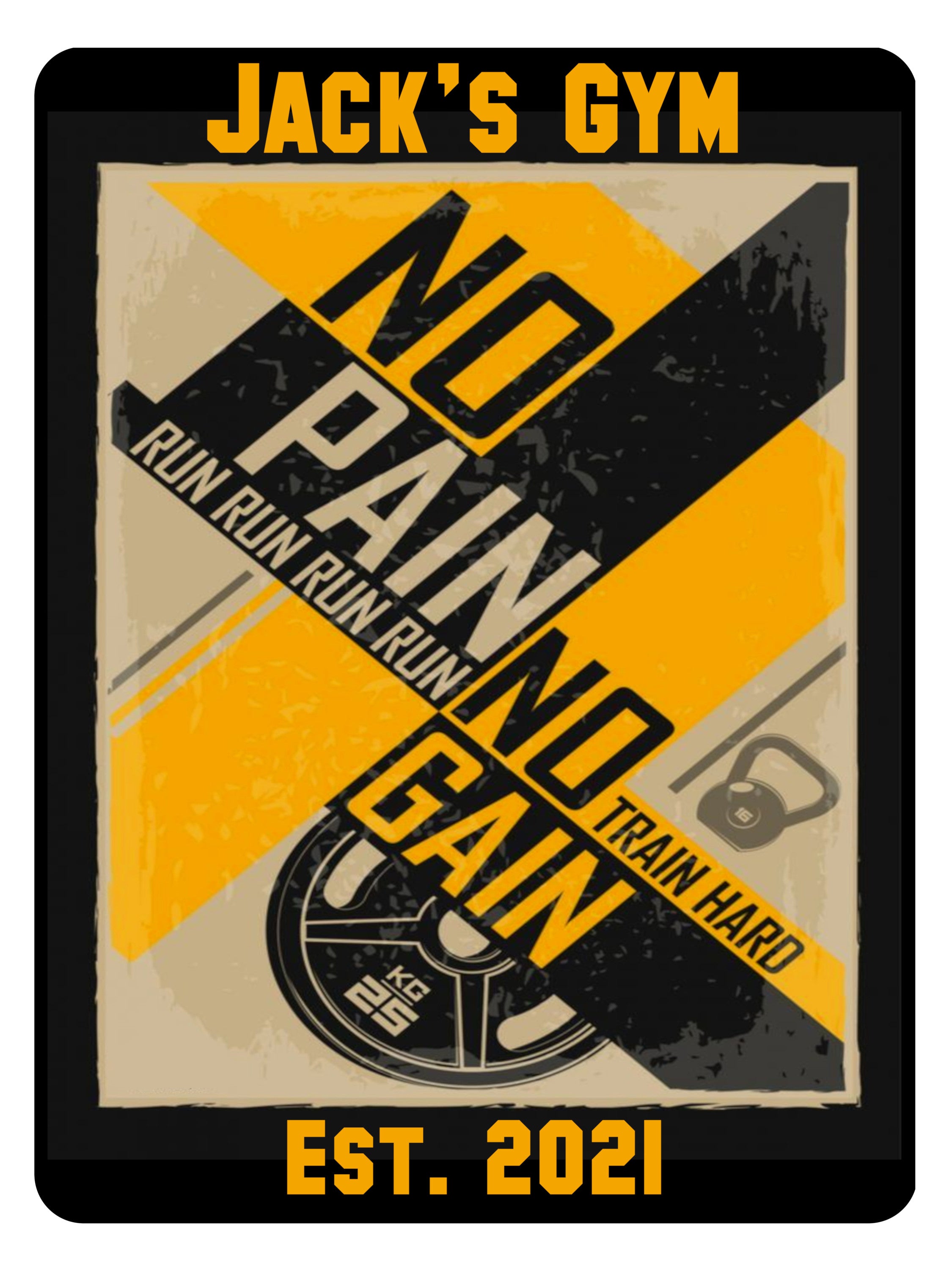 624 Custom Personalised Gym No Pain No Gain Metal Aluminium Sign Plaque Fitness Door
