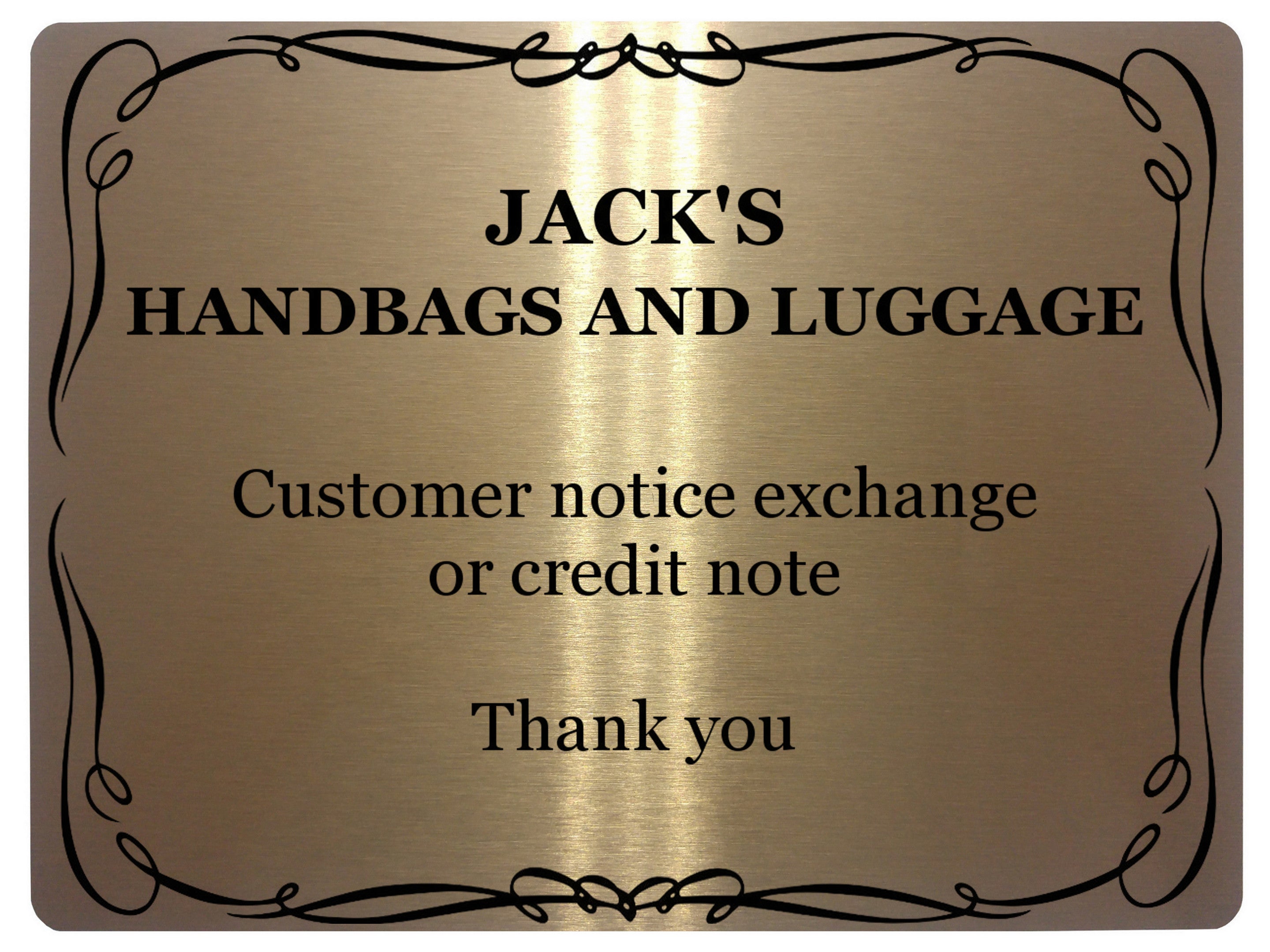 519 Personalised Name's Handbags and Luggage Metal Aluminium Sign Plaque Door