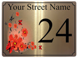 654 Personalised Poppy Number Address House Metal Aluminium Sign Plaque Door Wall Gate