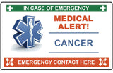 628 CANCER Case of Emergency Medical Alert Metal Card Custom Personalised Printed