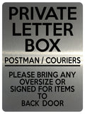 1681 PRIVATE LETTER BOX Postman Back Door Metal Aluminium Plaque Sign Letters