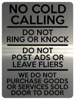 1600 NO COLD CALLING DO NOT RING OR KNOCK Metal Aluminium Plaque Sign Gate Door