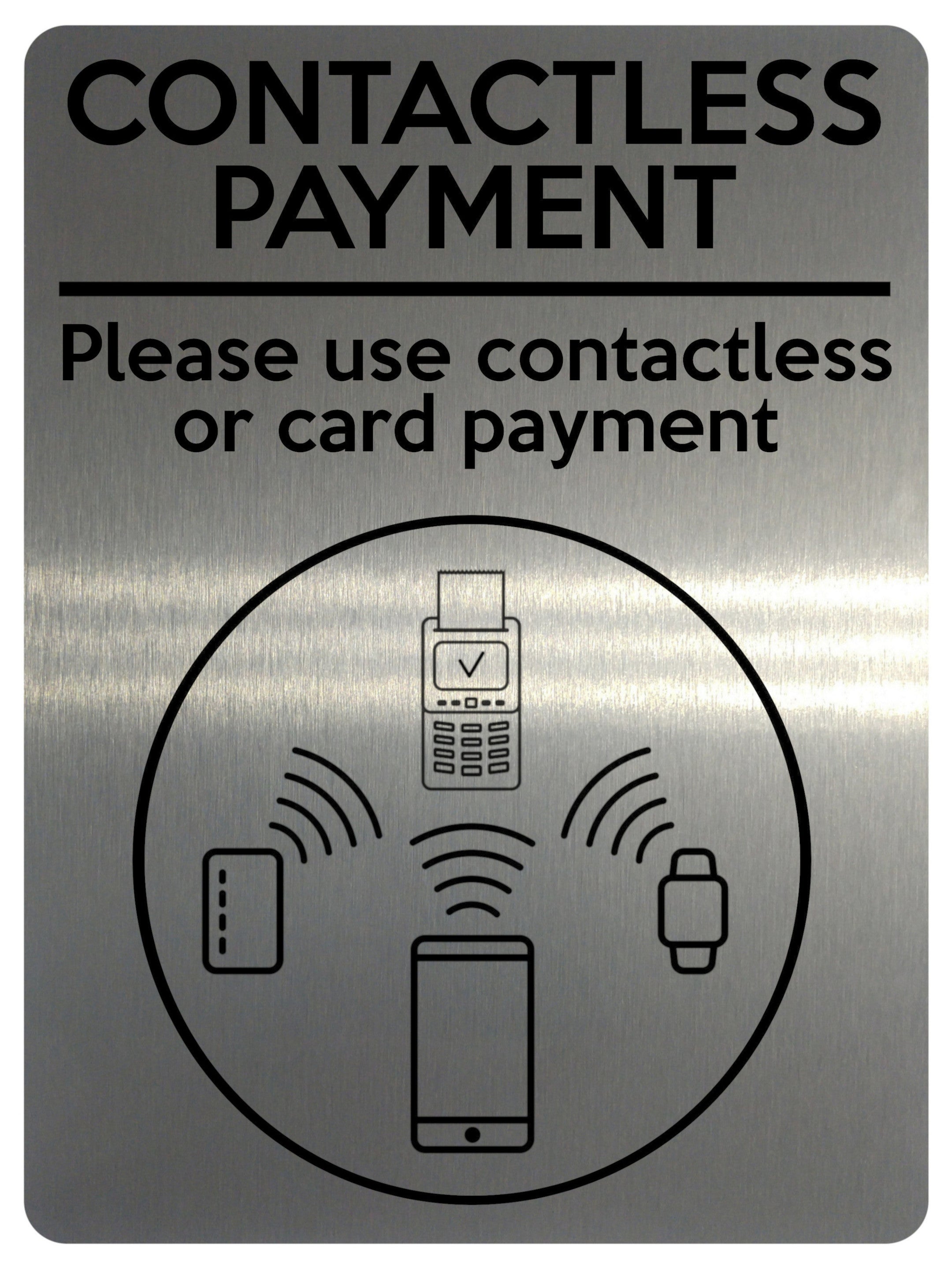 1594 CONTACTLESS PAYMENT Metal Aluminium Plaque Sign Shop Bar Restaurant Hotel