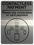 1594 CONTACTLESS PAYMENT Metal Aluminium Plaque Sign Shop Bar Restaurant Hotel