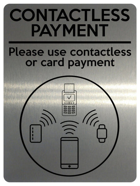 1594 CONTACTLESS PAYMENT Metal Aluminium Plaque Sign Shop Bar Restaurant Hotel