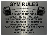 1326 GYM RULES Funny Metal Aluminium Plaque Sign Fitness House Shed Door Wall