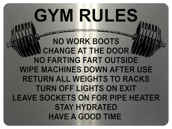 1326 GYM RULES Funny Metal Aluminium Plaque Sign Fitness House Shed Door Wall