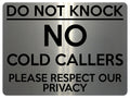 1509 DO NOT KNOCK NO COLD CALLERS Metal Aluminium Plaque Sige House Office Door
