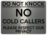 1509 DO NOT KNOCK NO COLD CALLERS Metal Aluminium Plaque Sige House Office Door