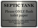 1411 SEPTIC TANK Please ONLY flush toilet paper Metal Aluminium Plaque Sign Bathroom