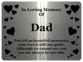 1402 In Loving Memory Of Dad Memorial Funeral Metal Aluminium Plaque Sign