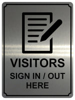 1395 VISITORS SIGN IN / OUT HERE Metal Aluminium Plaque Sign Door Wall Hotel